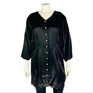 RAKHA V-Neck Shirt Dress w/ Tags, Black, Size S